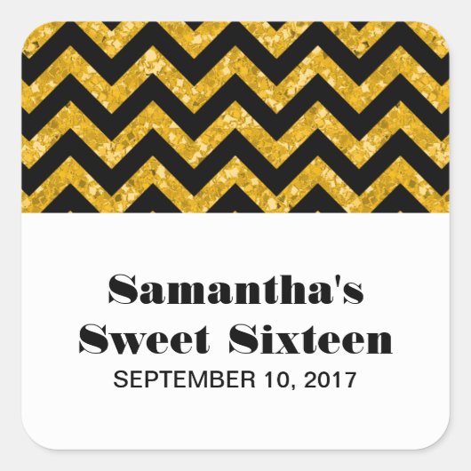 Gele Chevron Glitter Sweet 16 Stickers (Voorkant)