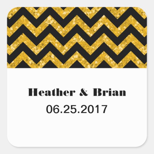 Gele Chevron Glitter Wedding Stickers (Voorkant)