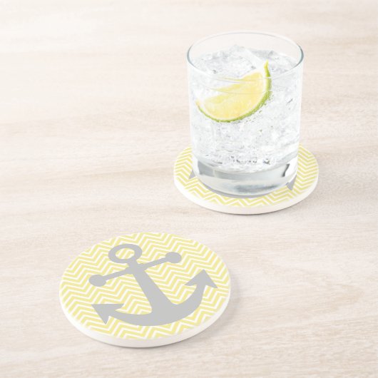 Gele Chevron Gray Anchor Zandsteen Onderzetter (Zijkant)