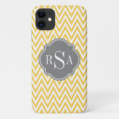 Gele Chevron Gray Monogram Initiaal Letters Case-Mate iPhone Case (Achterkant)