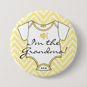 Gele Chevron Ik ben de oma! Ronde Button 7,6 Cm
