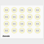 Gele Chevron Monogram Bruiloft envelop afdichtinge Ronde Sticker (Vel)