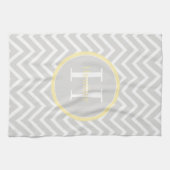 Gele Chevron Monogram Kitchen Towel Theedoek (Horizontaal)