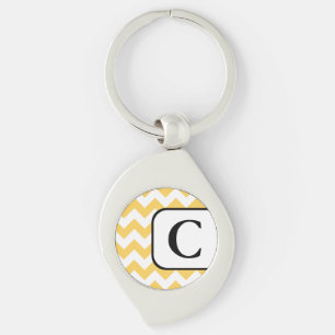 Gele Chevron Monogram Sleutelhanger