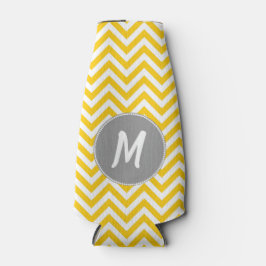 Gele Chevron Monogrammed Bottle Cooler