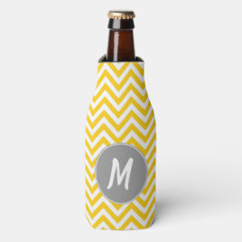 Gele Chevron Monogrammed Bottle Cooler
