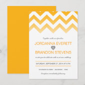 Gele Chevron Ombre Wedding Invitations Kaart (Voorkant / Achterkant)