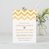 Gele Chevron Ombre Wedding Invitations Kaart (Staand voorkant)