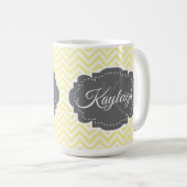 Gele Chevron persoonlijke koffie-Mok Koffiemok (Voorkant rechts)