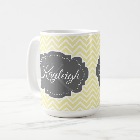 Gele Chevron persoonlijke koffie-Mok Koffiemok (Voorkant links)