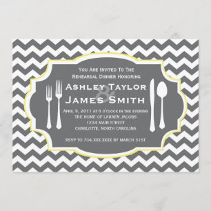 Gele Chevron Rehearsal Dinner Invitation Kaart