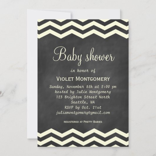 Gele Chevrons Baby shower Uitnodiging (Voorkant)