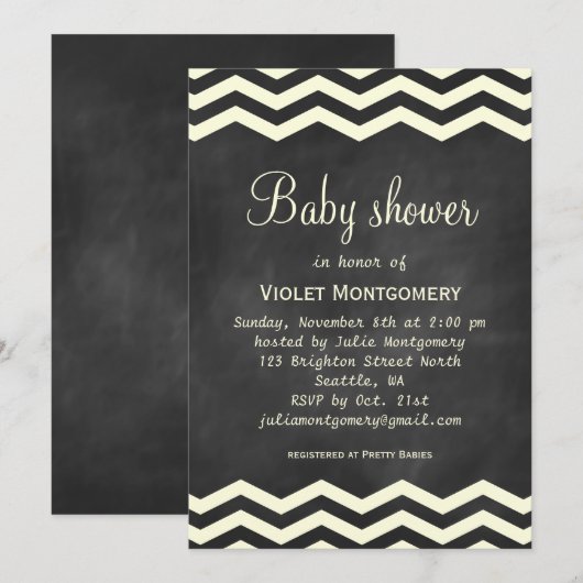Gele Chevrons Baby shower Uitnodiging (Voorkant / Achterkant)