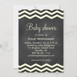 Gele Chevrons Baby shower Uitnodiging