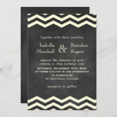 Gele Chevrons op Chalkboard Wedding Invitation Kaart (Voorkant / Achterkant)