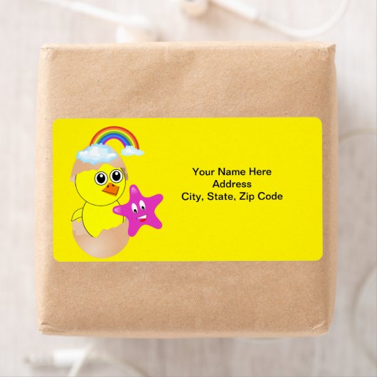 Gele Chick Rainbow-labels Etiket (Insitu)