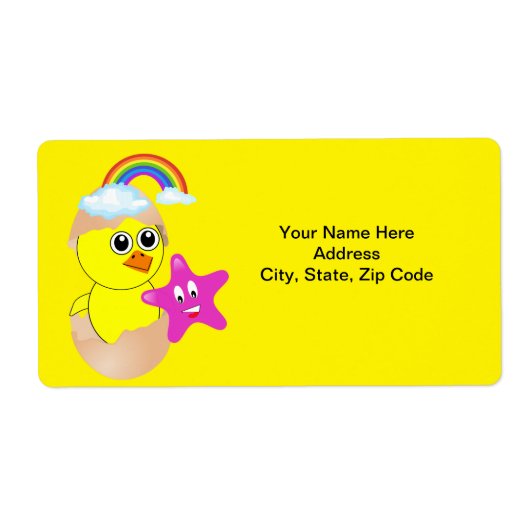 Gele Chick Rainbow-labels Etiket (Voorkant)
