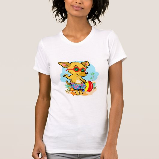 Gele Chihuahua, Grappig Huisdier Hond Witte Kleur T-shirt (Voorkant)