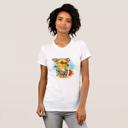 Gele Chihuahua, Grappig Huisdier Hond Witte Kleur T-shirt (Voorkant volledig)