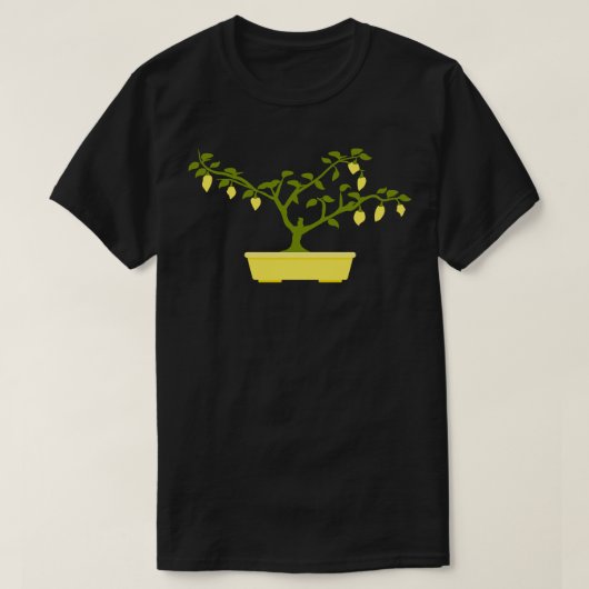 Gele Chili Bonsai in Gele Bonsai Pot T-shirt (Design voorkant)