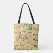 Gele Chinese Bloemstuk Aangepaste Initiaal Boodsch Tote Bag (Achterkant)