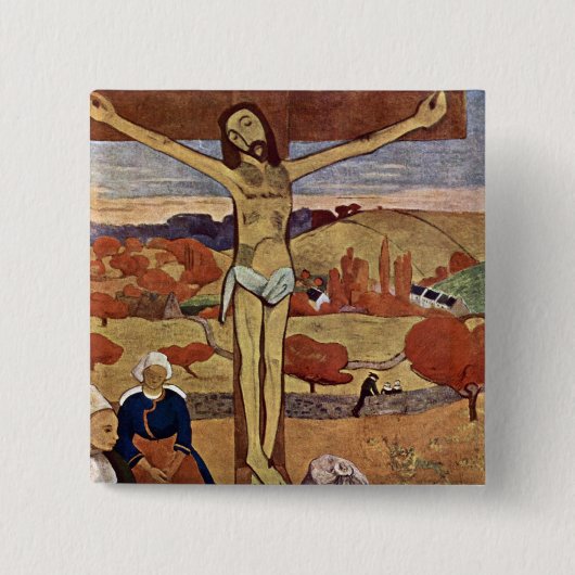Gele Christus van Paul Gauguin,  Kunst Vierkante Button 5,1 Cm (Voorkant)