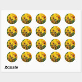 Gele Chrysanten 4 Ronde Sticker (Vel)