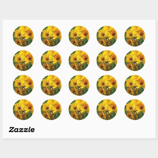 Gele Chrysanten 4 Ronde Sticker (Vel)