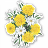 Gele chrysanten en margrieten sticker (Voorkant)