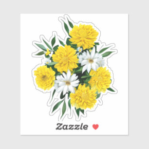 Gele chrysanten en margrieten sticker