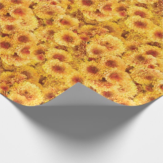 Gele chrysanthema cadeaupapier (Hoek)