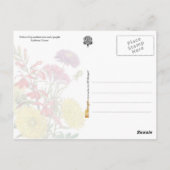 Gele chrysanthema's en paarse scabiosa-ventilator briefkaart (Achterkant)