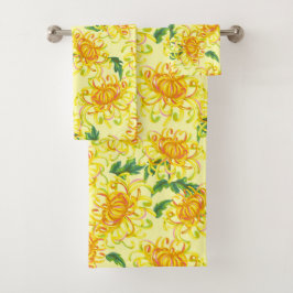 Gele Chrysanthemum Bloemen Bad Handdoek