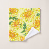 Gele Chrysanthemum Bloemen Bad Handdoek (Wasdoekje)