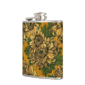 Gele chrysanthemum bloemen heupfles (Links)