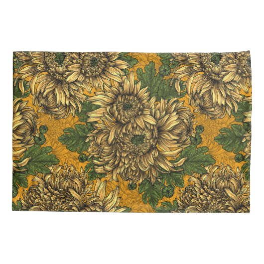 Gele chrysanthemum bloemen kussensloop (Achterkant)