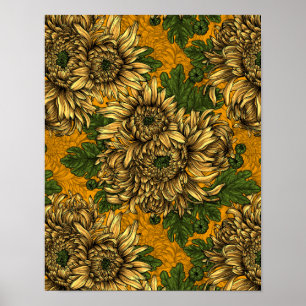 Gele chrysanthemum bloemen poster