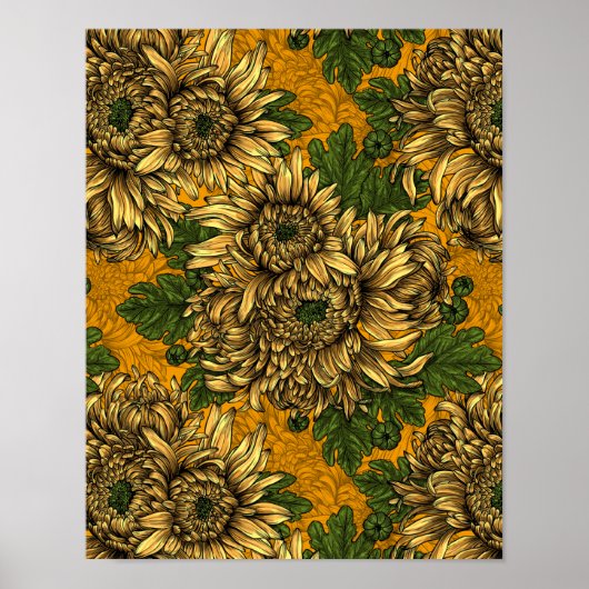 Gele chrysanthemum bloemen poster (Voorkant)