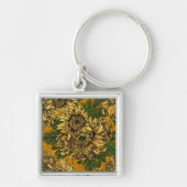 Gele chrysanthemum bloemen sleutelhanger (Voorkant)