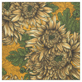 Gele chrysanthemum bloemen stof (Swatch)