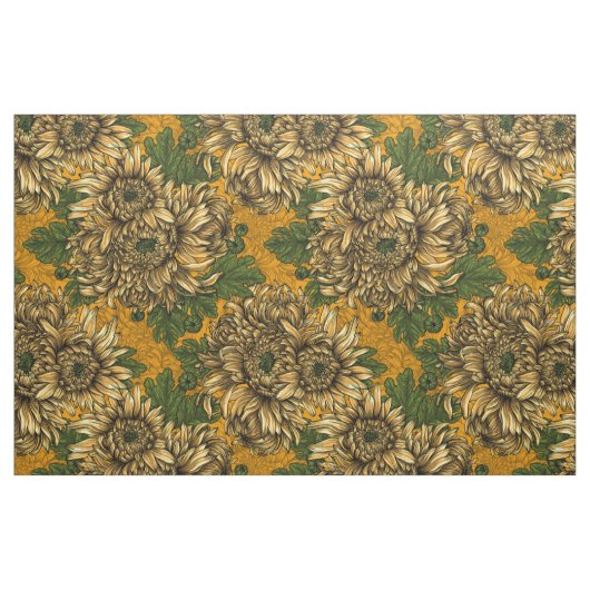 Gele chrysanthemum bloemen stof (Fat Quarter)