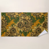 Gele chrysanthemum bloemen strandlaken (Voorkant)