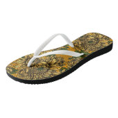 Gele chrysanthemum bloemen teenslippers (Schuin)