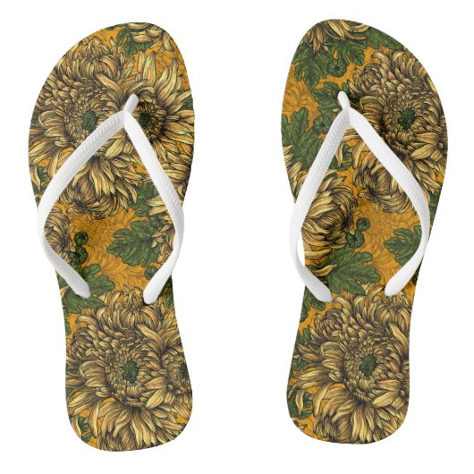 Gele chrysanthemum bloemen teenslippers (Voetbed)