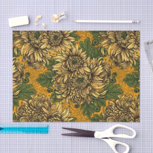 Gele chrysanthemum bloemen tissuepapier (Craft)