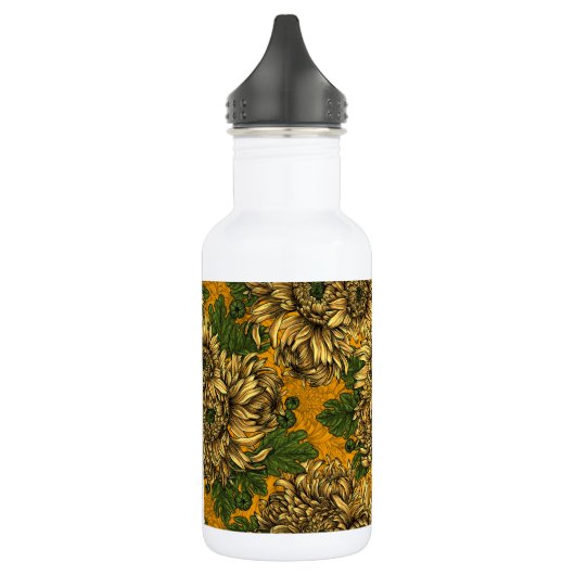 Gele chrysanthemum bloemen waterfles  (Links)