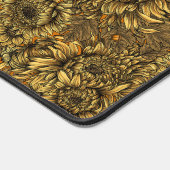 Gele chrysanthemumbloemen en oranje kevers bureaumat (Hoek)