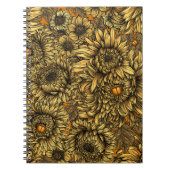 Gele chrysanthemumbloemen en oranje kevers notitieboek (Voorkant)