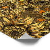 Gele chrysanthemumbloemen en oranje kevers poster (Hoek)