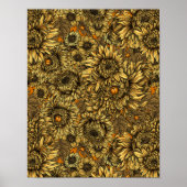 Gele chrysanthemumbloemen en oranje kevers poster (Voorkant)